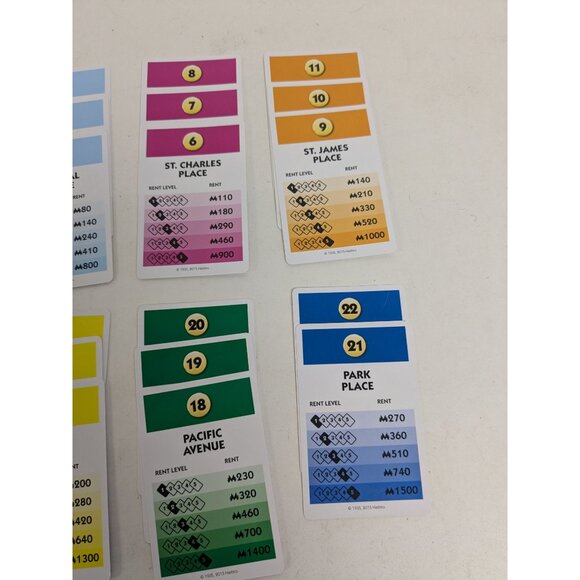 Monopoly Electronic Ultimate Banking 2015 Replacement Property Cards Complete - Picture 2 of 7